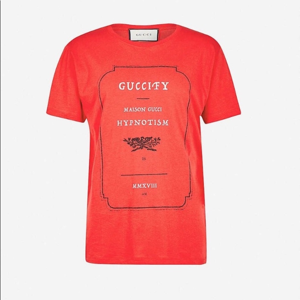 🔥 Gucci Women’s red Guccify T-Shirt EUC